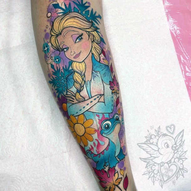 Excellent Girls Elsa Tattoo Design Ideas