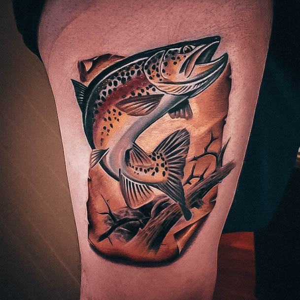 Excellent Girls Fishing Tattoo Design Ideas