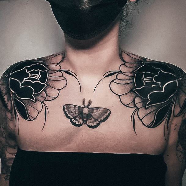 Excellent Girls Flower Shoulder Tattoo Design Ideas