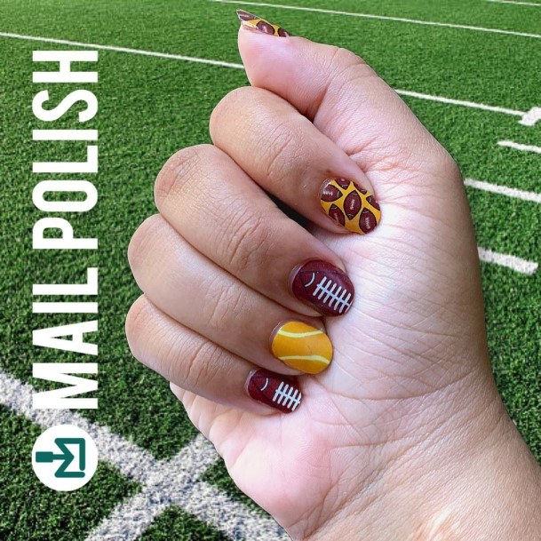 Excellent Girls Football Nail Design Ideas