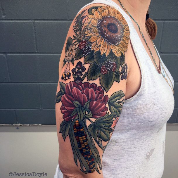 Excellent Girls Gardening Tattoo Design Ideas