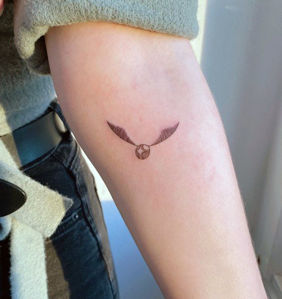 Excellent Girls Golden Snitch Tattoo Design Ideas