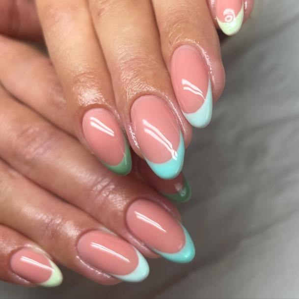 Excellent Girls Green French Tip Nail Design Ideas