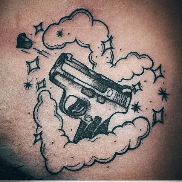 Excellent Girls Gun Tattoo Design Ideas Heart Smoke Cloud Bullet