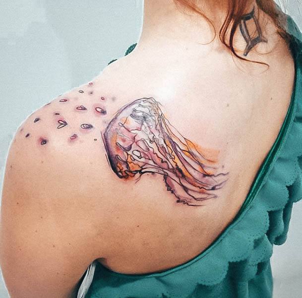 Excellent Girls Jellyfish Tattoo Design Ideas