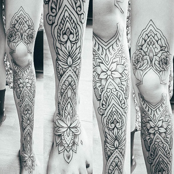 Excellent Girls Leg Sleeve Tattoo Design Ideas