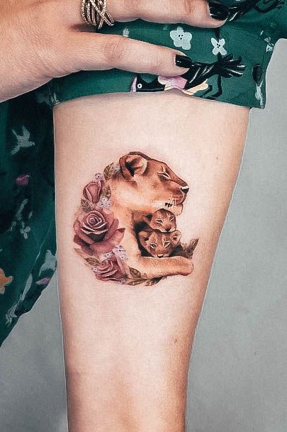 Excellent Girls Lioness Tattoo Design Ideas