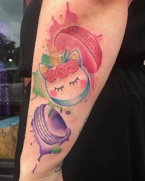 Excellent Girls Macaron Tattoo Design Ideas