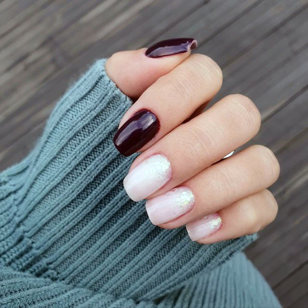 Excellent Girls Maroon And Pink Nail Design Ideas