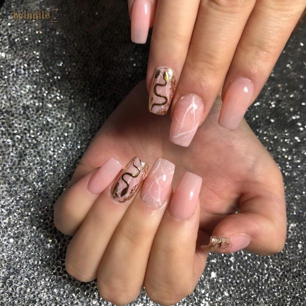 Excellent Girls Nude Marble Nail Design Ideas
