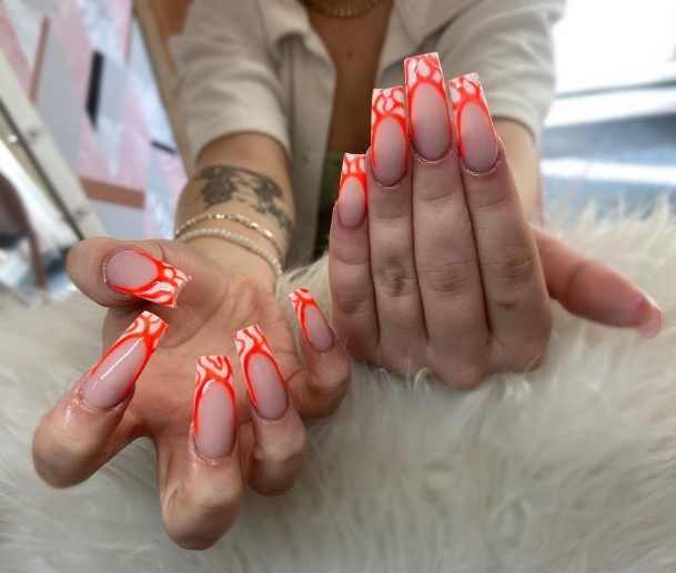 Excellent Girls Orange And White Nail Design Ideas