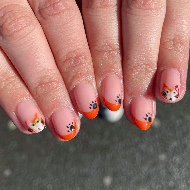 Excellent Girls Orange French Tip Nail Design Ideas