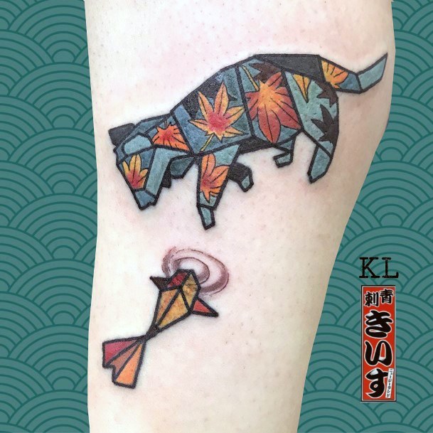 Excellent Girls Origami Tattoo Design Ideas