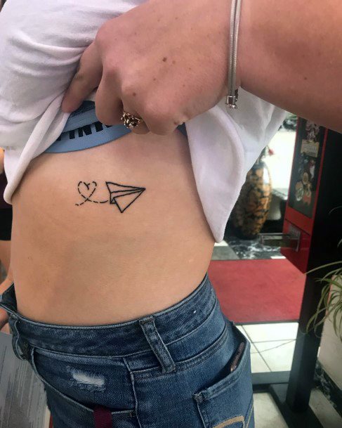 Excellent Girls Paper Airplane Tattoo Design Ideas