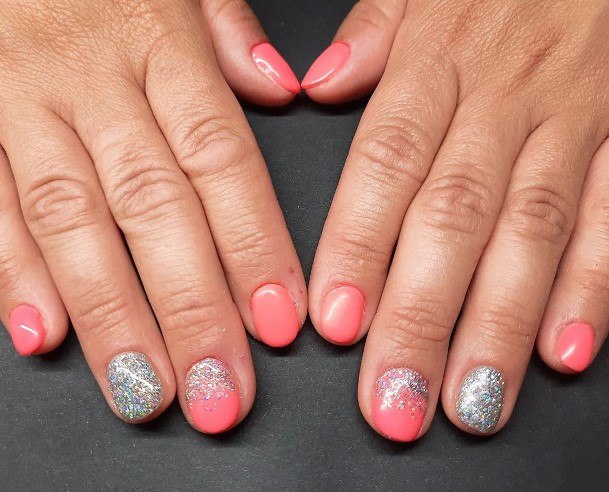 Excellent Girls Peach And Pink Nail Design Ideas