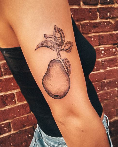 Excellent Girls Pear Tattoo Design Ideas