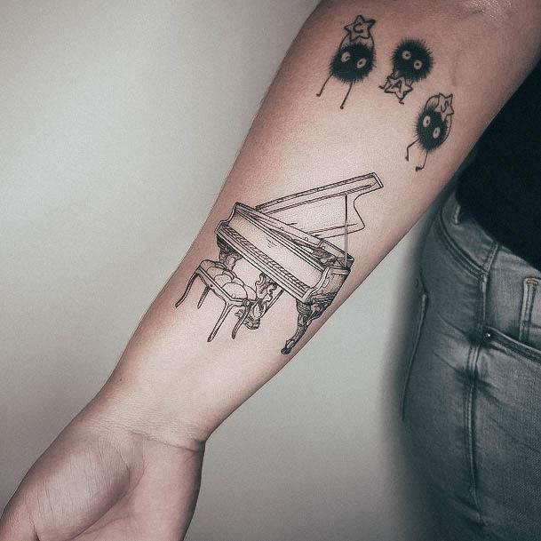 Excellent Girls Piano Tattoo Design Ideas