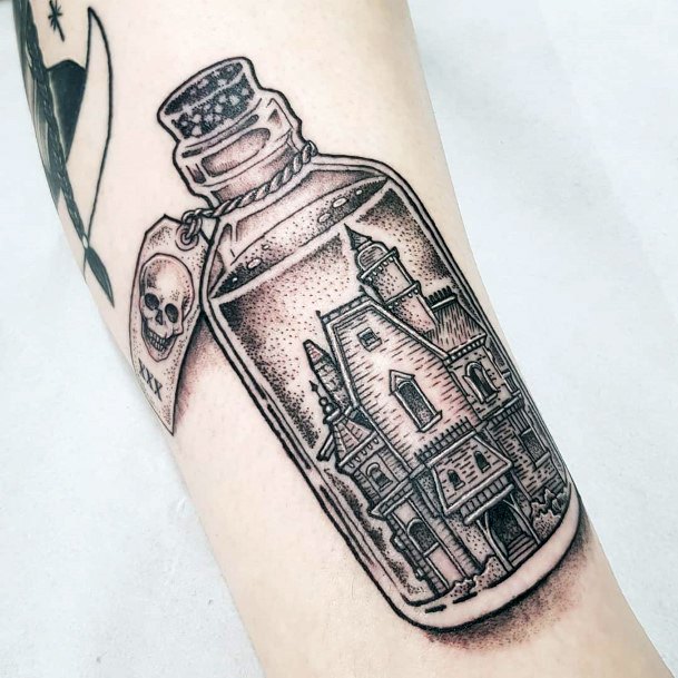 Excellent Girls Poison Bottle Tattoo Design Ideas