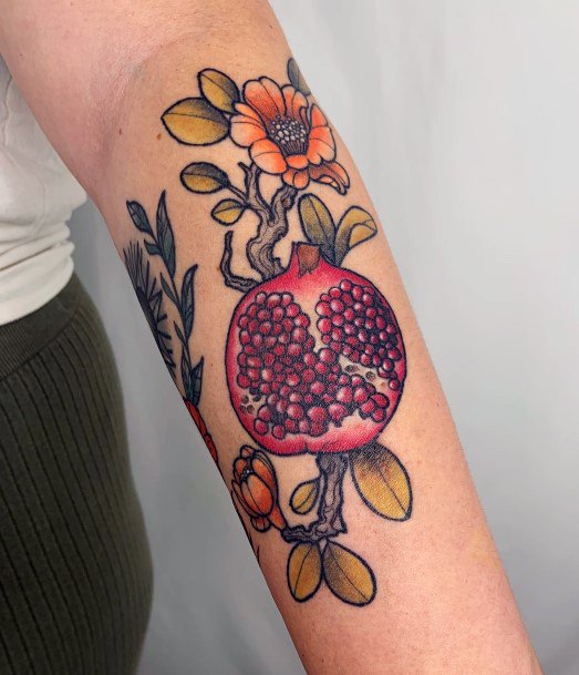 Excellent Girls Pomegranate Tattoo Design Ideas