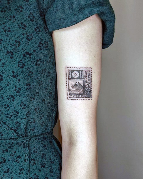 Excellent Girls Postage Stamp Tattoo Design Ideas