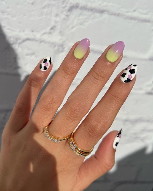 Excellent Girls Purple And Yellow Nail Design Ideas