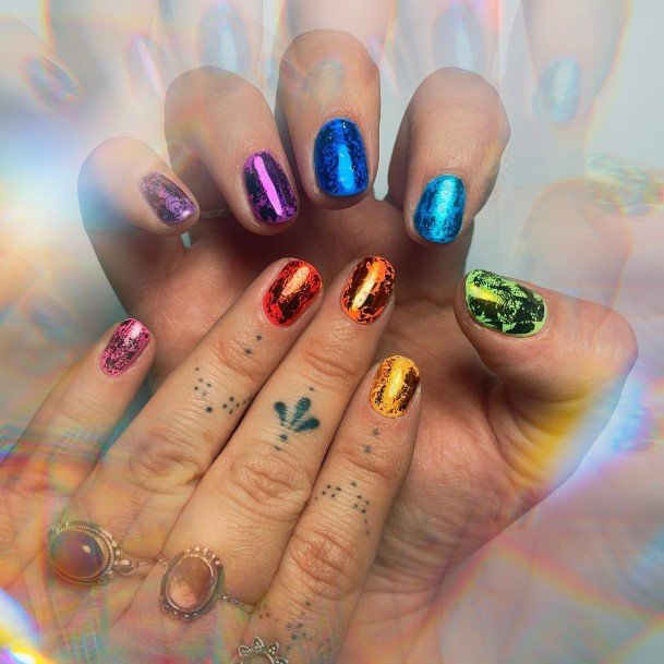 Excellent Girls Rainbow Nail Design Ideas