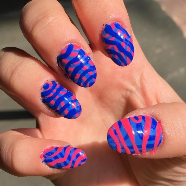 Excellent Girls Red And Blue Nail Design Ideas