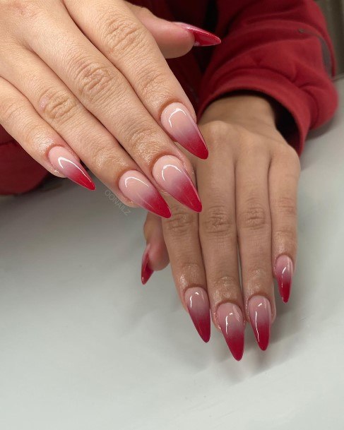 Excellent Girls Red And Nude Nail Design Ideas