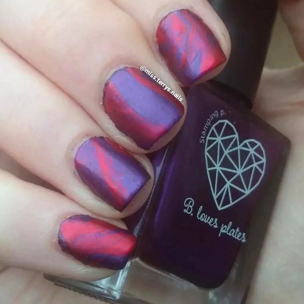 Excellent Girls Red And Purple Nail Design Ideas