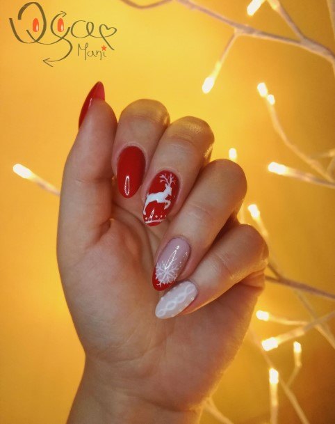 Excellent Girls Red And White Nail Design Ideas