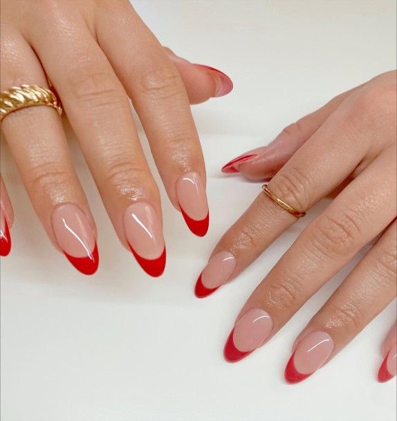 Excellent Girls Red French Tip Nail Design Ideas