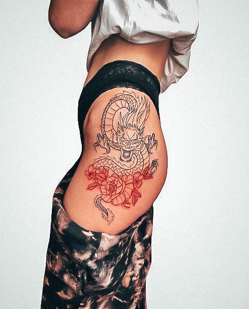 Excellent Girls Red Ink Tattoo Design Ideas