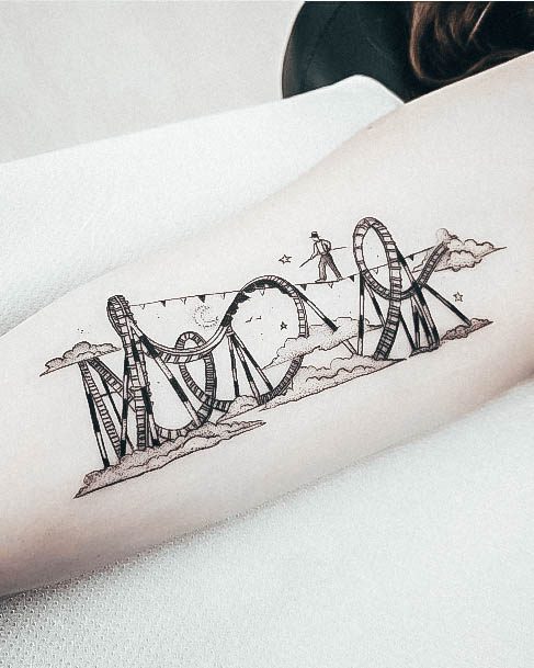 Excellent Girls Rollercoaster Tattoo Design Ideas