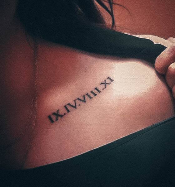 Excellent Girls Roman Numeral Tattoo Design Ideas Collar Bone