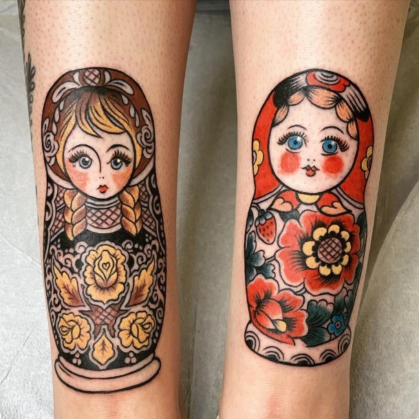 Excellent Girls Russian Nesting Doll Matryoshka Tattoo Design Ideas