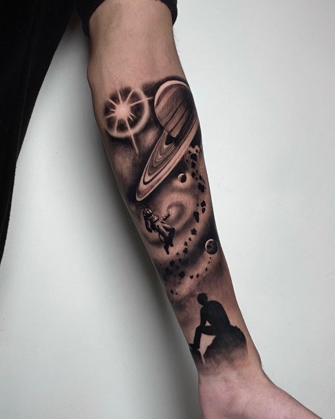 Excellent Girls Saturn Tattoo Design Ideas