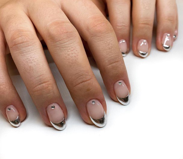 Excellent Girls Silver French Tip Nail Design Ideas