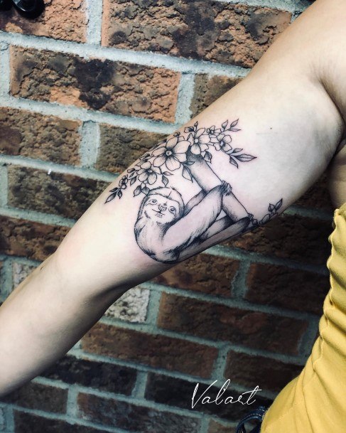 Excellent Girls Sloth Tattoo Design Ideas