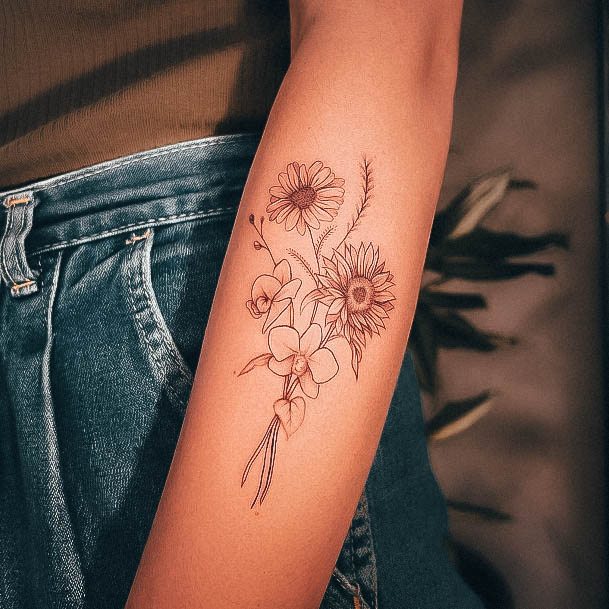 Excellent Girls Small Sunflower Tattoo Design Ideas