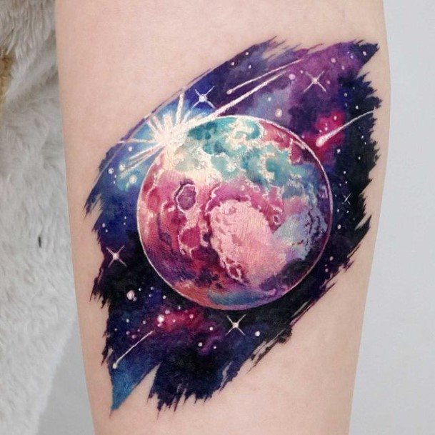 Excellent Girls Space Tattoo Design Ideas