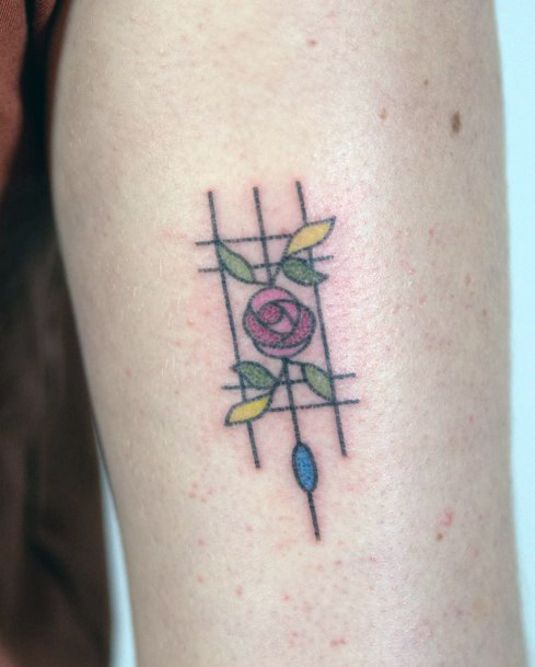 Excellent Girls Stained Glass Tattoo Design Ideas