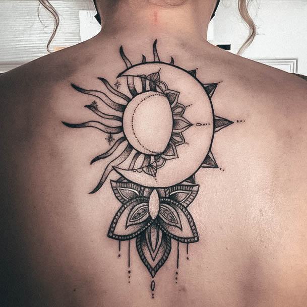 Excellent Girls Sun And Moon Tattoo Design Ideas