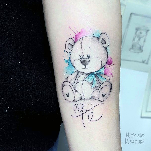 Excellent Girls Teddy Bear Tattoo Design Ideas