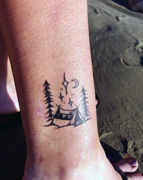 Excellent Girls Tent Tattoo Design Ideas