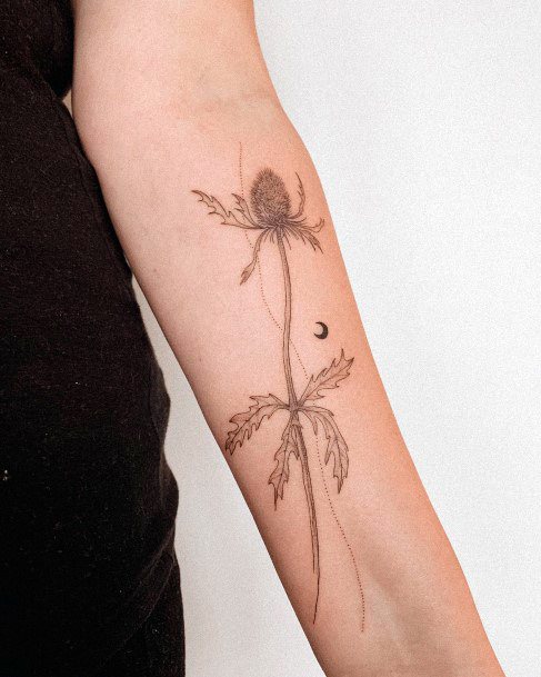 Excellent Girls Thistle Tattoo Design Ideas