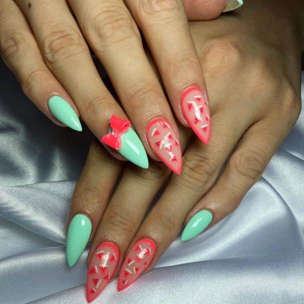 Excellent Girls Watermelon Nail Design Ideas