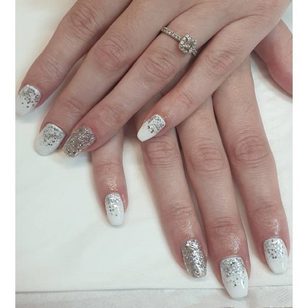 Excellent Girls White And Silver Nail Design Ideas
