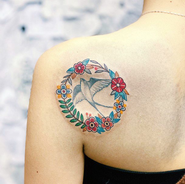 Excellent Girls Wreath Tattoo Design Ideas