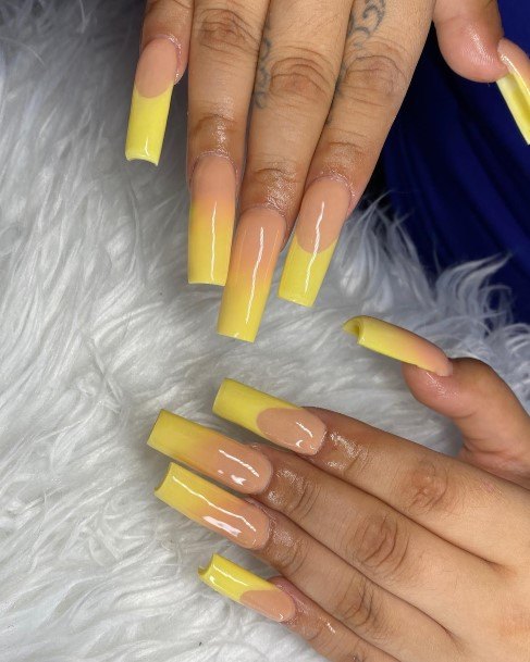 Excellent Girls Yellow French Tip Nail Design Ideas