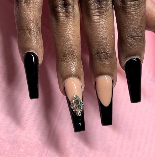 Exceptional Womens Black With Rhinestones Nail Ideas